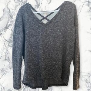 Charcoal Crisscross Back Sweater Top